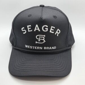 Seager Western Brand Hat Cap A-Frame Snap Back Rope Black OSFM Adult Rodeo